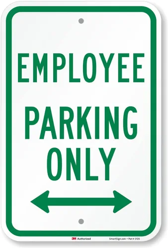 Vista 11 de SmartSign Letrero de metal "Employee Parking Only" de 18 x 12 pulgadas con flecha derecha, aluminio laminado inoxidable de 63 mil, verde y blanco