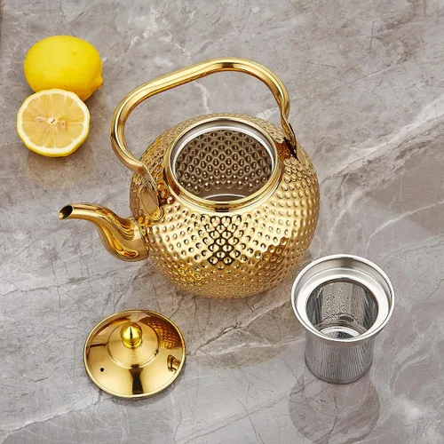 Vista 4 de SANQIAHOME - Tetera de 1200 ml con infusor, hervidor de agua de acero inoxidable, asa de elevación, tetera para agua, hervidor para inducción/gas