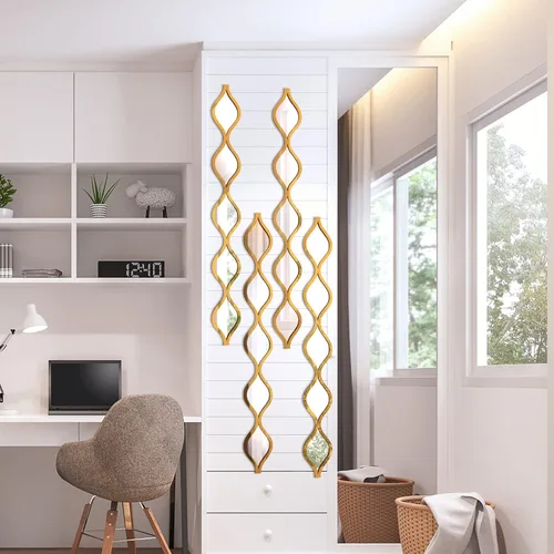Vista 7 de Qunclay - Espejo de lágrima para pared, arte decorativo, espejo decorativo para pared, arte colgante largo y estrecho para apartamento, sala