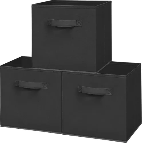 Vista 23 de Contenedores de almacenamiento de 11 x 11 pulgadas, caja de almacenamiento plegable de tela, organizador de armario plegable para ropa, mantas