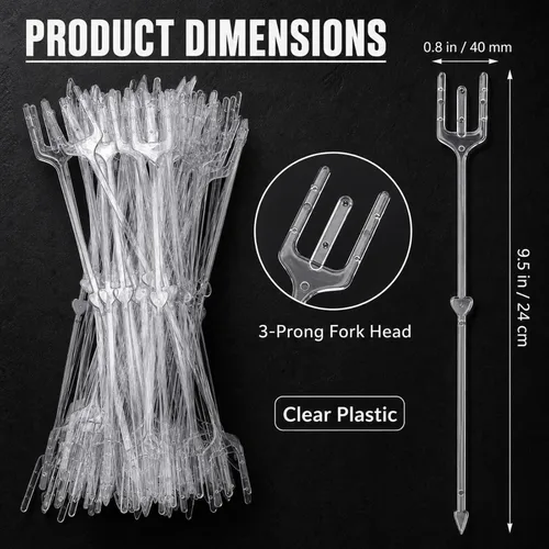 Vista 4 de RHBLME 320 púas florales para tarjetas, de plástico transparente de 9.5 pulgadas, cabeza recta, tarjetero para canasta de arreglos, ramo de regalo