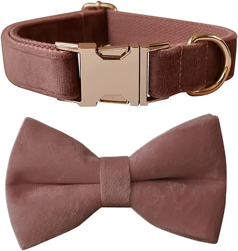 Vista 21 de Love Dream Collar de perro Bowtie de terciopelo, con hebilla de metal desmontable, suave, cómodo, ajustable, para perros pequeños, medianos