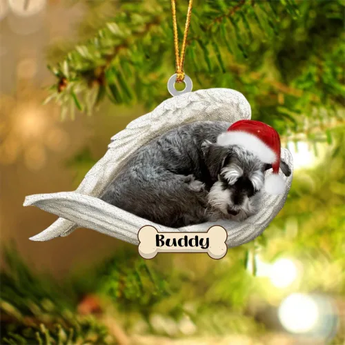 Vista 31 de Afghan Hounds - Adorno de Navidad con alas de ángel durmiente, recuerdo personalizado para perros 2024, adorno de forma acrílica, regalos