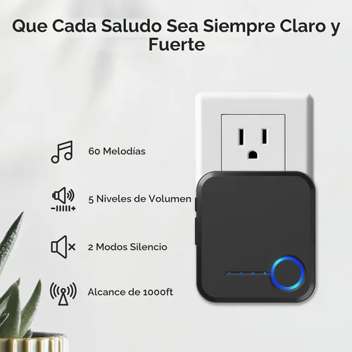 Vista 2 de FOVKSUC Timbre Inalámbrico, Timbre de Puerta Impermeable con 60 Melodías, 5 Niveles de Volumen y Flash LED, Timbre de Aula de Largo Alcance de 1000