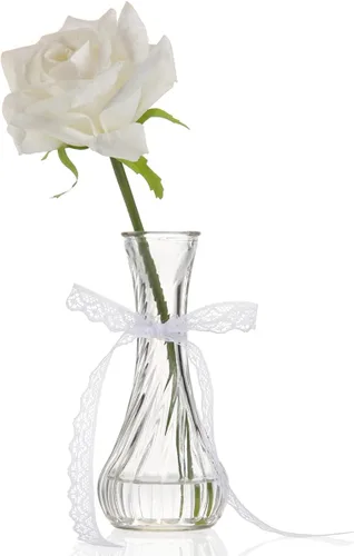 Vista 4 de Juego de 24 jarrones de cristal, jarrones a granel con encaje para arreglos florales, eventos, decoración del hogar, bodas, centro de mesa
