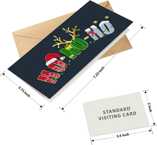 Vista 3 de easykart labels Surtido de 54 tarjetas de Navidad con sobres y calcomanías de sellado, 6 diseños temáticos navideños con efecto de lámina y relieve
