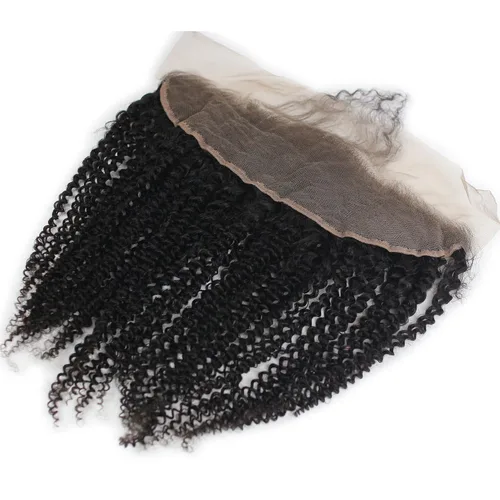 Vista 3 de Cierre frontal de encaje de 13 x 4 pulgadas, rizado completo, parte libre, sin procesar, extensiones de cabello humano virgen brasileño de oreja a