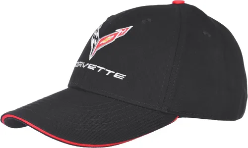 Vista 3 de JH DESIGN GROUP Men's Chevy Corvette C8 Logo Cap Adjustable Black Hat