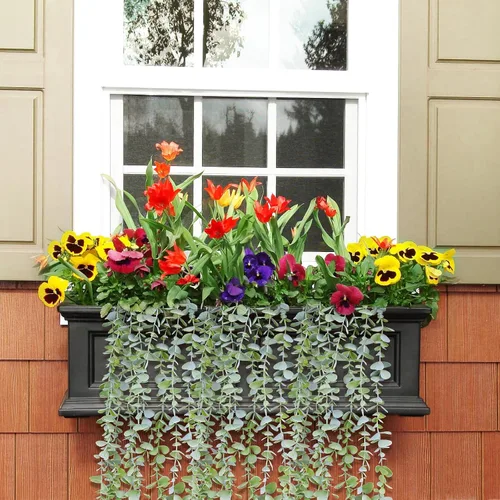 Vista 4 de Plantas colgantes falsas de eucalipto en maceta, pequeñas enredaderas de hiedra sintética, decoración para estante flotante, cocina, baño, armarios