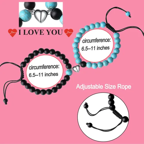Vista 5 de XIANNVXI Pulseras para Parejas Pulseras a Juego para Él y Ella Pulseras para Regalos de Pareja