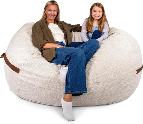 Vista 65 de Big Joe Fuf Silla Puf de Espuma de 5 Pies de Tamaño Extra Grande con Funda Extraíble para Niños, Adolescentes, Adultos, Onyx Lenox, Poliéster Tejido
