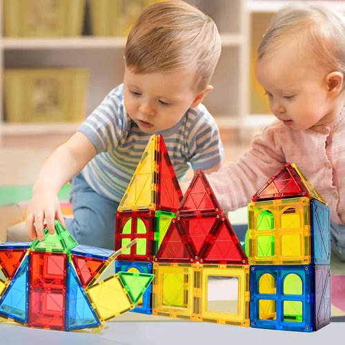 Vista 4 de Juguetes magnéticos para niños y niñas preescolares, bloques magnéticos sensoriales Montessori, juego de juguetes Montessori de todas las piezas
