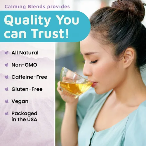 Vista 2 de CALMING BLENDS Té de hojas sueltas de reflujo ácido Reflujo ácido, acidez estomacal e indigestión Sin cafeína 36 tazas