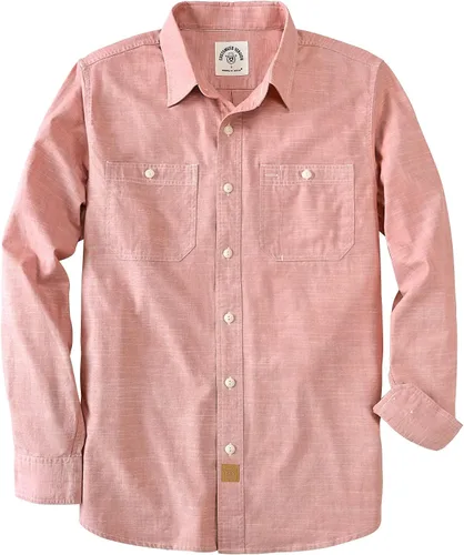 Vista 11 de Dubinik® Chambray - Camisa de trabajo de algodón de manga larga para hombre, con 2 bolsillos, casual, con botones