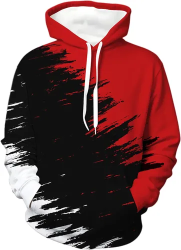 Vista 10 de Chaos World Sudadera con Capucha Novedosa para Hombre de Manga Larga con Estampado Gráfico Divertido en 3D Suéter Pullover 1 negro y rojo.