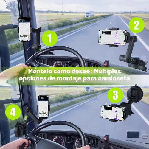Vista 9 de Soporte de teléfono celular para camioneta, para conductores de camiones, ventosa resistente + almohadilla de salpicadero, soporte de iPhone