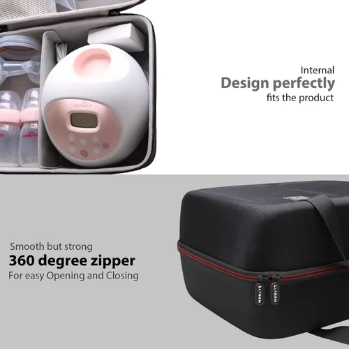 Vista 7 de LTGEM - Funda de viaje para extractor de leche eléctrico Spectra Baby USA S1 Plus / S2 Plus Premier (negro y azul)