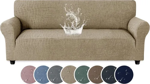 Vista 34 de MAXIJIN Funda impermeable para sillón de sala de estar, 1 pieza elástica con brazos, protector de muebles lavable para perros y mascotas (S, café)