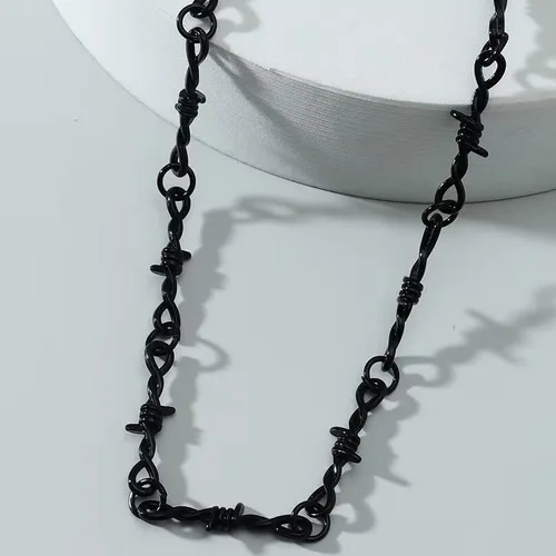 Vista 3 de Gótico punk alambre de púas espinas gruesas zarzas pareja amistad hip hop rock fresco collar ajustable hombres y mujeres joyería