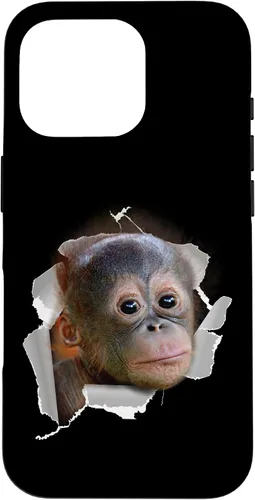 Vista 20 de Funda para disfraz con cara de Utan para iPhone 16 con diseño divertido de mono Orang Utan