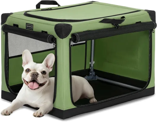 Vista 19 de Petsfit Jaula para gatos – 20 pulgadas ligera, fácil de instalar, resistente jaula portátil para perros, marco ajustable con 3 puertas de malla Verde