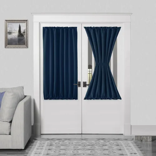 Vista 201 de DWCN Cortinas para Puertas Francesas – Cortinas opacas térmicas con bolsillo para barra para puertas con ventana de cristal, puertas de cocina
