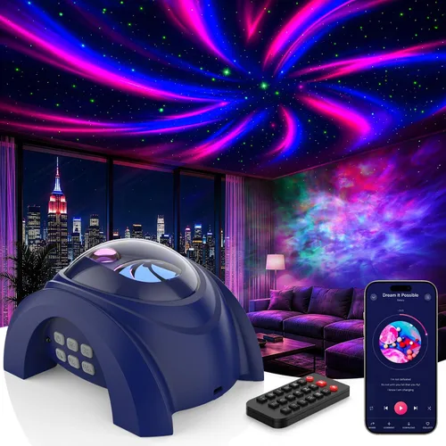 Vista 11 de Rossetta Proyector de luz nocturna con doble lente Galaxy Star Aurora para Blanco espacial