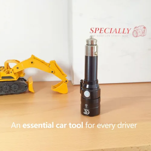 Vista 5 de Linterna pequeña recargable con encendedor de cigarrillos de coche de 12 voltios y USB C para vehículos de emergencia, herramienta de escape