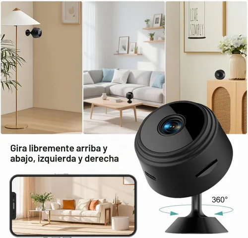 Vista 8 de Cámara oculta espía 1080P WiFi Mini seguridad inalámbrica para el hogar Negro