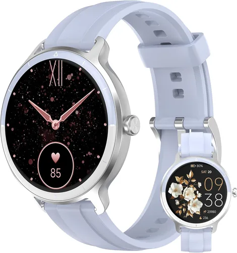 Vista 10 de Relojes inteligentes para mujeres y hombres de 1.27" HD con rastreador de actividad física con monitor de ritmo cardíaco/sueño/pasos/SpO2, reloj