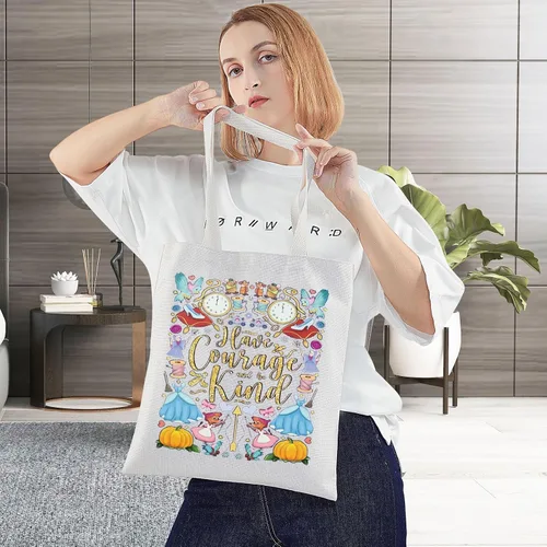 Vista 3 de BWWKTOP Bolso de lona de Cenicienta de princesa con cuentos de hadas, regalo para fanáticos, tener coraje y sé amable
