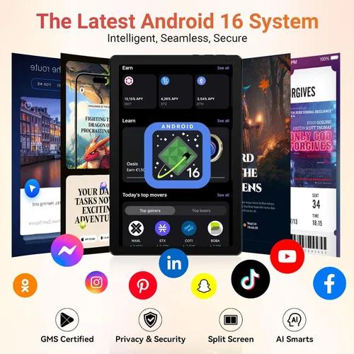 Vista 3 de URAO Tableta, tableta Android de 10.1 pulgadas con procesador Octa-core 30GB RAM 128GB ROM HD IPS pantalla táctil 8H batería, Wi-Fi 6, BT 5.4