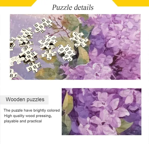 Vista 2 de Purple Flower Jigsaw Puzzles 500 Pieces for Adults with Mesh Storage Bag 2011817