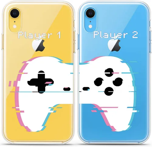 Vista 7 de Fundas a juego para parejas compatibles con iPhone 16 15 14 13 12 11 Pro Max Mini Xs X 6s 8 Plus 7+ Xr 10 SE 5 Game Player Relación Amigo Novio