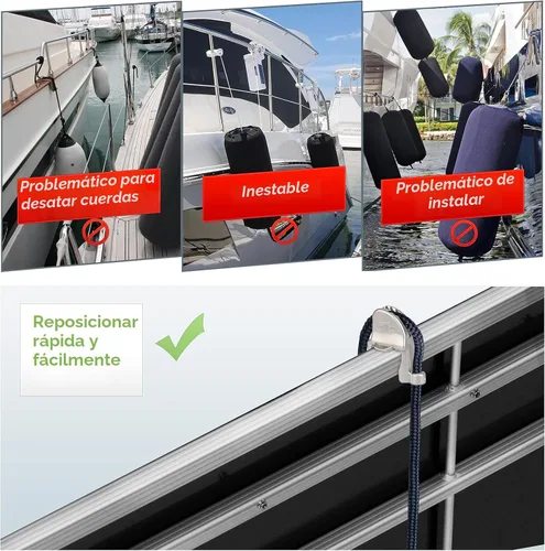 Vista 5 de Pinzas para guardabarros de barco, tacos ajustables para guardabarros de riel cuadrado de pontón, clips y perchas para parachoques de pontón