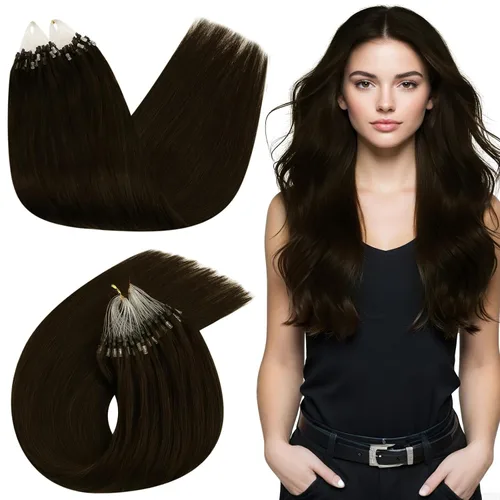Vista 27 de Ugeat - Extensiones de cabello humano con microanillo, 14 pulgadas, extensiones de cabello Remy con microcuentas de 1 gm/hebra, 50 gms, extensiones