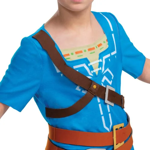 Vista 4 de Disguise Disfraz de Link para niños, disfraz oficial de Zelda Breath of the Wild, talla infantil clásica, talla S (4-6)