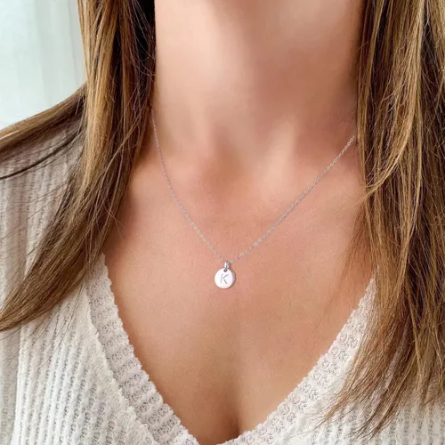 Vista 3 de Memorjew S925 Sterling Silver Initial Necklaces for Girls Women, Tiny Cute Initial Pendant Necklace Valentines Day Gold Jewelry Gifts for Women Teen