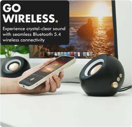 Vista 4 de Altavoces de computadora X9 Performance para PC de escritorio - Bluetooth, Aux y USB con iluminación RGB para escritorio, portátiles, tableta