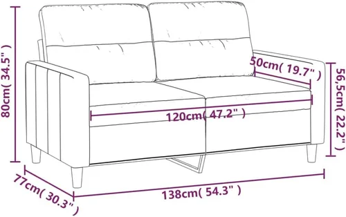 Vista 9 de vidaXL Sofá de 2 plazas gris oscuro - Cómodos asientos acolchados y cojines de respaldo - Marco de metal - Muebles modernos de sala de estar