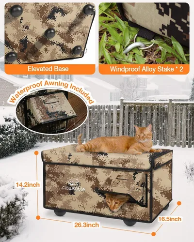 Vista 6 de Casa térmica para gatos, indestructible, 100% resistente a la intemperie, puerta segura contra escape, refugio aislado para gatos al aire libre