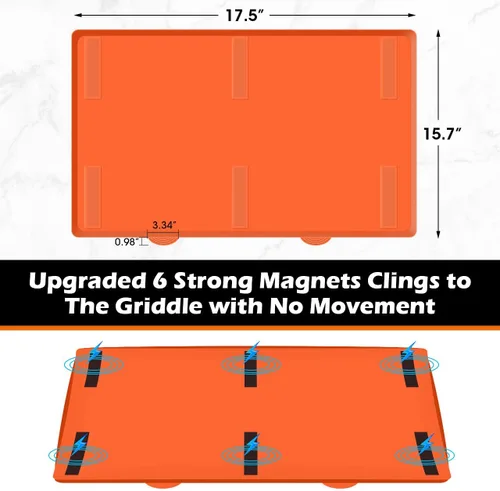 Vista 2 de Alfombrilla de silicona para parrilla de 17 pulgadas para Blackstone, cubierta protectora magnética, cubierta superior de parrilla Blackstone