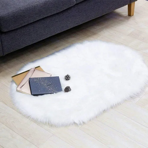 Vista 7 de RosieLily Alfombra de piel sintética ultrasuave de 1.3 x 2 pies, piel de oveja lanuda esponjosa, lavable a máquina, manta decorativa