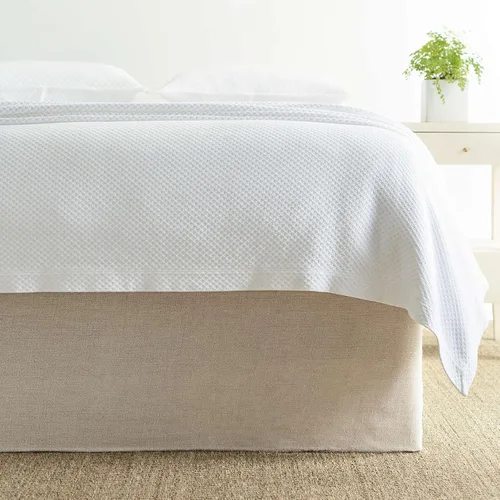 Vista 8 de Pine Cone Hill Lush Linen - Falda de cama color marfil, tamaño individual, patrón sólido marfil Crema