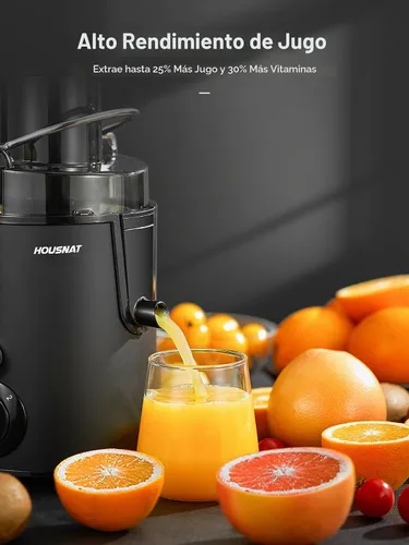 Vista 4 de Máquinas de exprimir, exprimidor HOUSNAT para frutas y verduras enteras con ajuste de 3 velocidades, versión mejorada con motor de 400 W