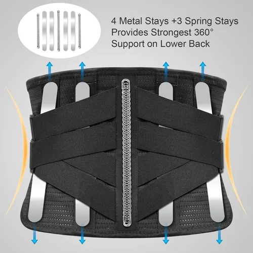 Vista 2 de Soporte calefactable para la espalda baja, para hombres y mujeres, cinturón de soporte superior para alivio de ciática, hernia de disco