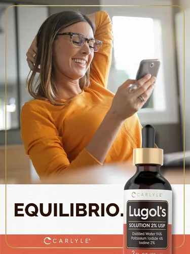 Vista 6 de Carlyle Lugols Yodo 2 por ciento 2 fl oz Solución de yoduro de potasio y yodo 2% gotas líquidas Solución de yoduro de potasio y yodo 2% gotas