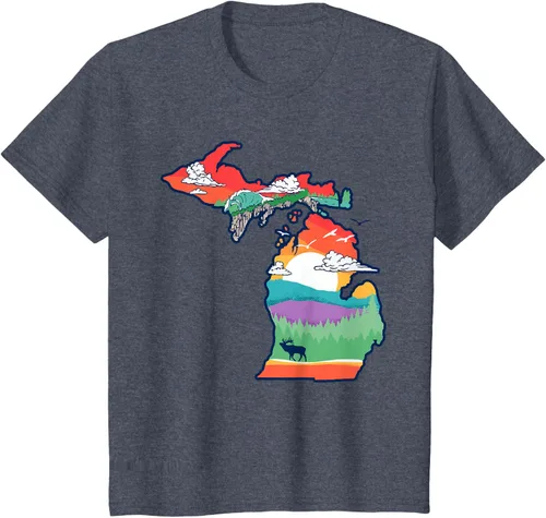 Vista 54 de Michigan Outside - Camiseta con ilustración artística