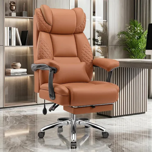 Vista 17 de Silla de oficina grande y alta, silla de computadora de escritorio con reposapiés para personas pesadas, silla ejecutiva de juegos de gran