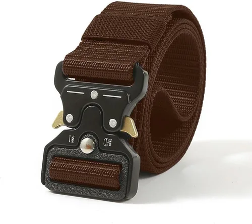 Vista 14 de Cinturón táctico para hombre, resistente hebilla de metal de liberación rápida, ajustable, estilo militar, cinturones de nailon